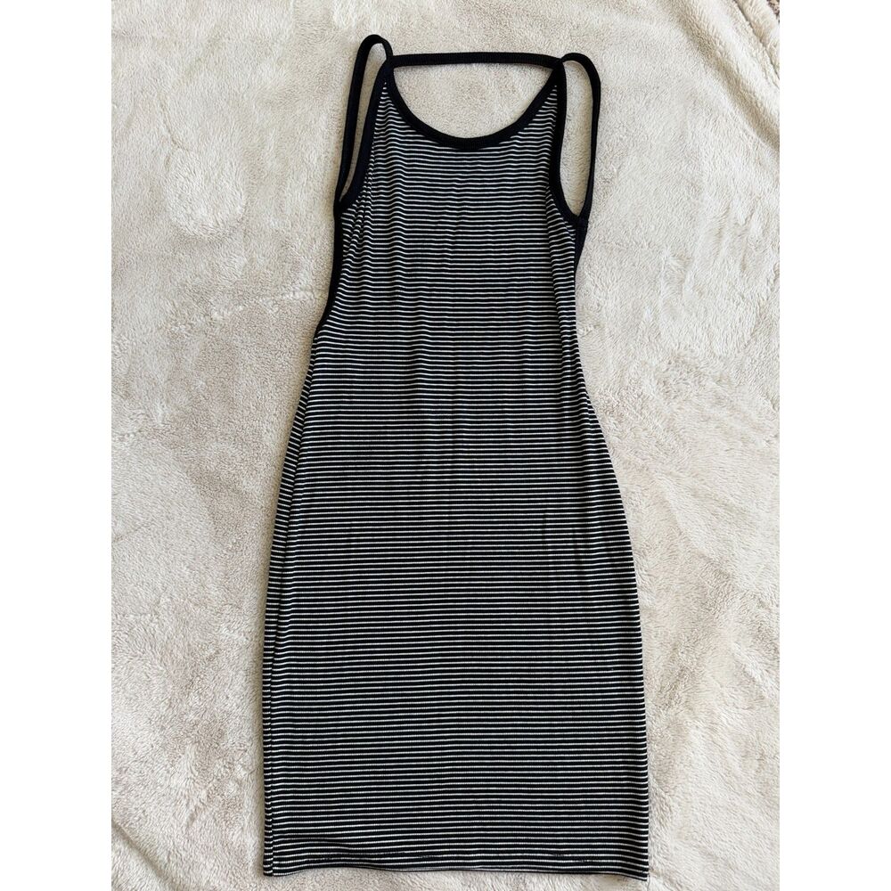 Charlotte Russe Black & White Striped Bodycon Dress Women S Stretch Ribbed Knit